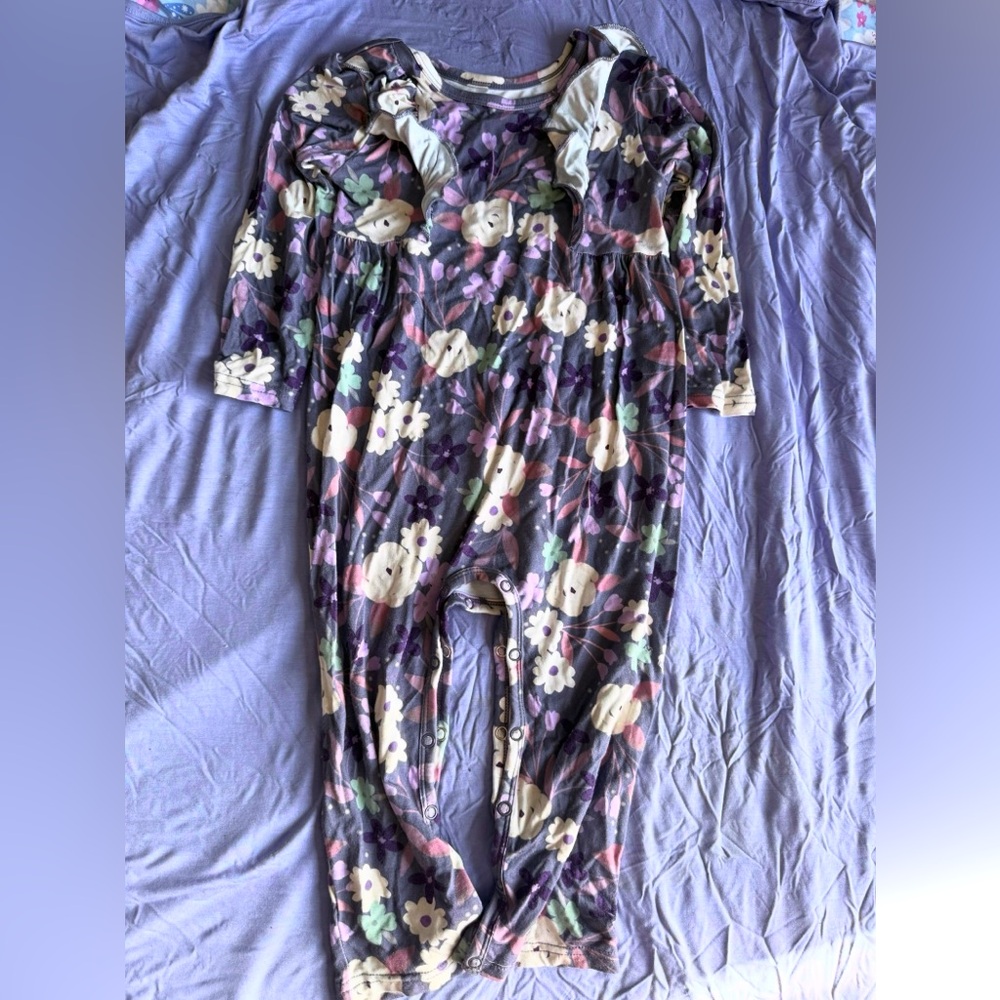 Little sleepies sugar plum ruffle romper